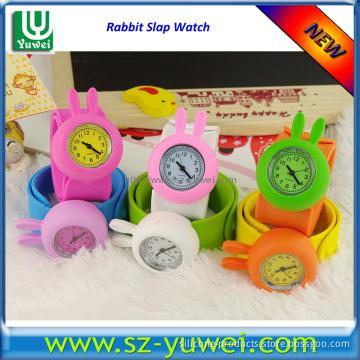 Silicone Slap Bracelet with Rabbit case Watch for Kids
